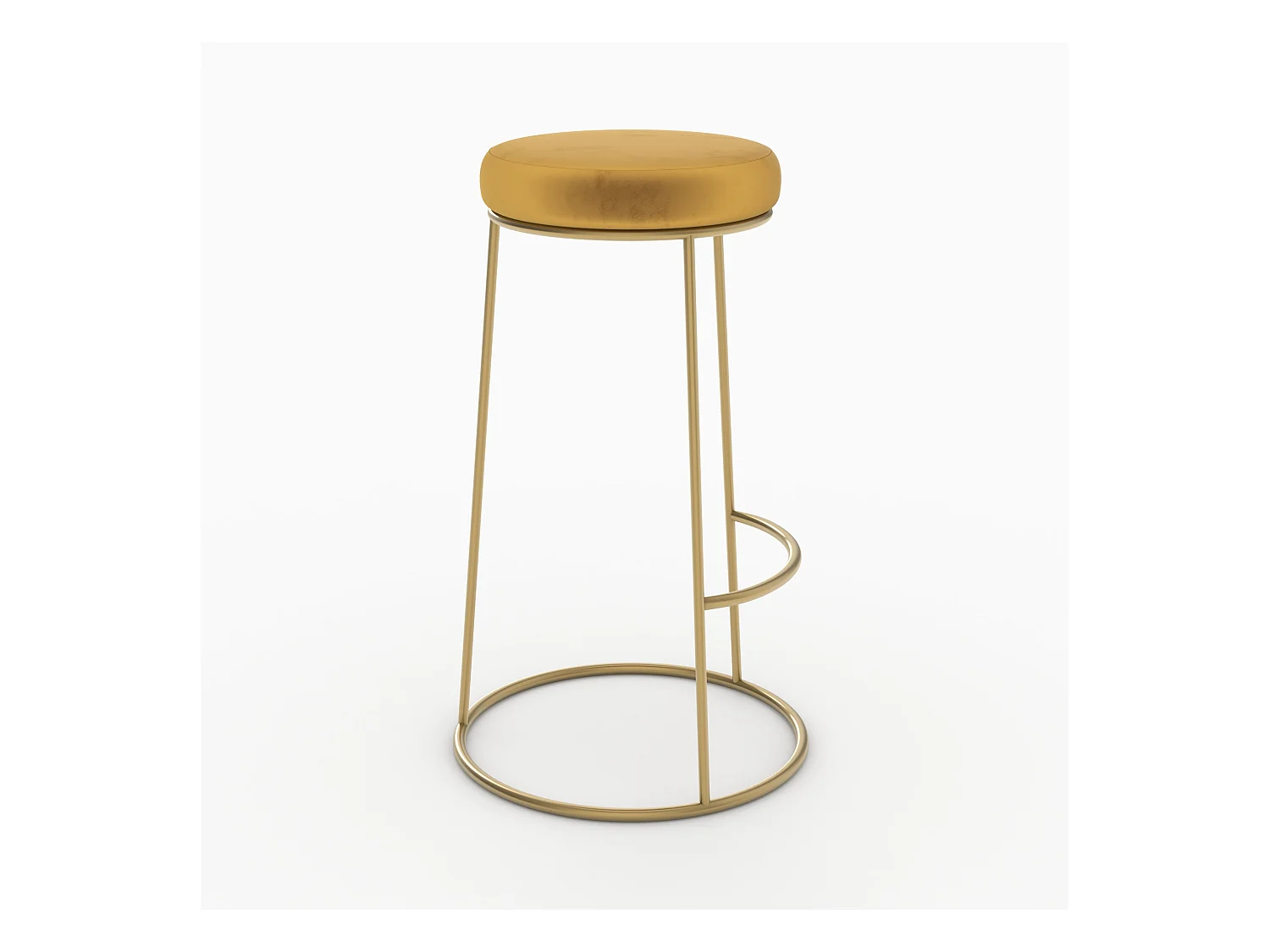 Set di 2 sgabelli da bar in velluto giallo curry H73 cm - Kendal