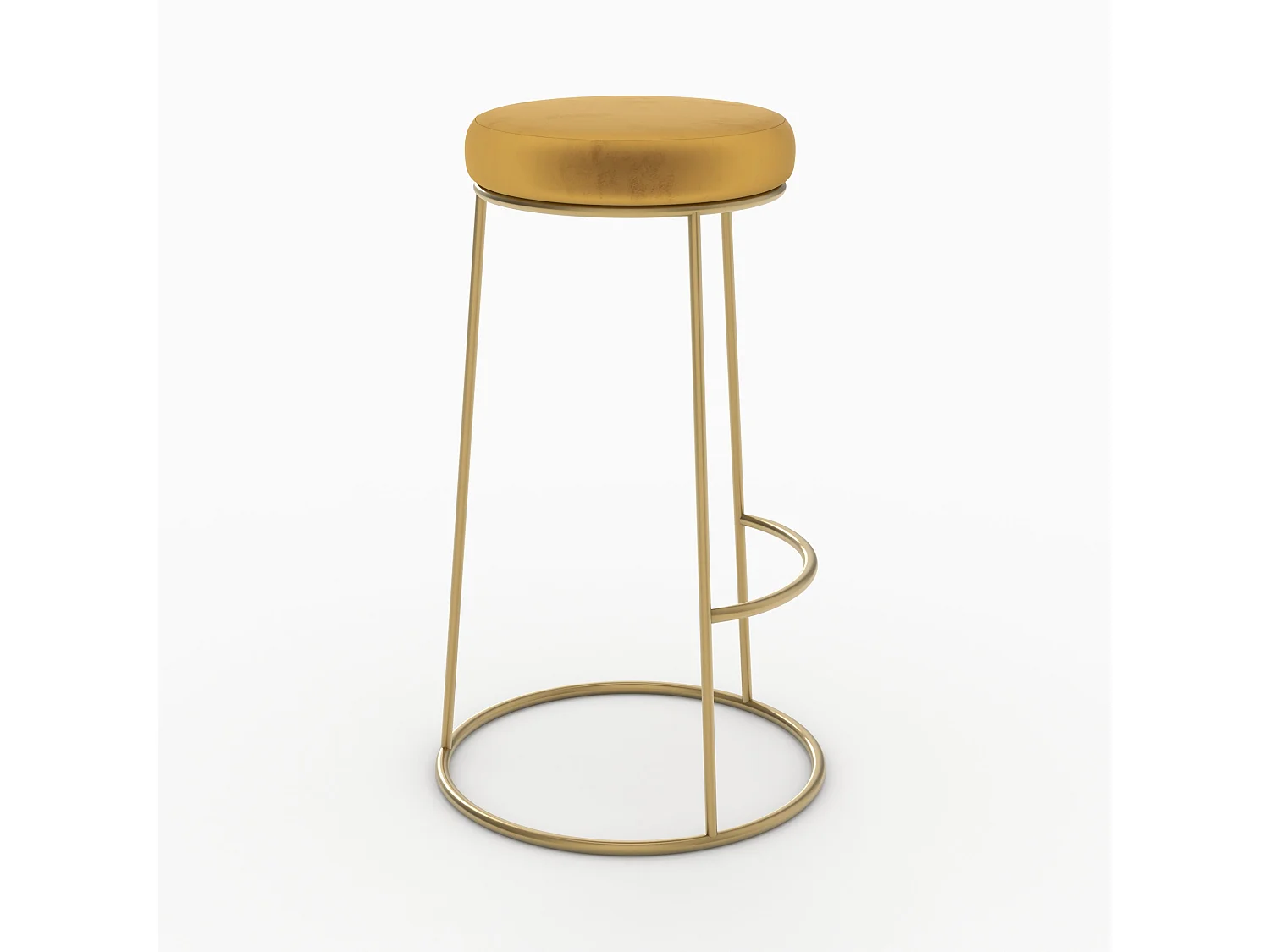 Set di 2 sgabelli da bar in velluto giallo curry H73 cm - Kendal