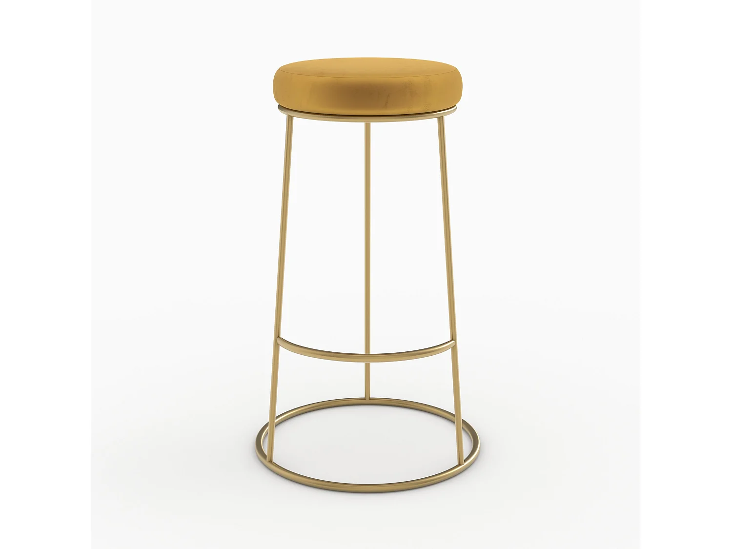 Set di 2 sgabelli da bar in velluto giallo curry H73 cm - Kendal