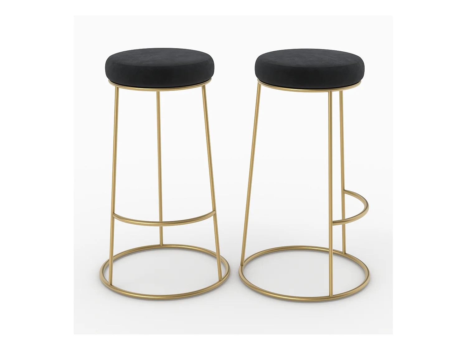 Lot de 2 tabourets de bar 73 cm en velours noir - Kendal