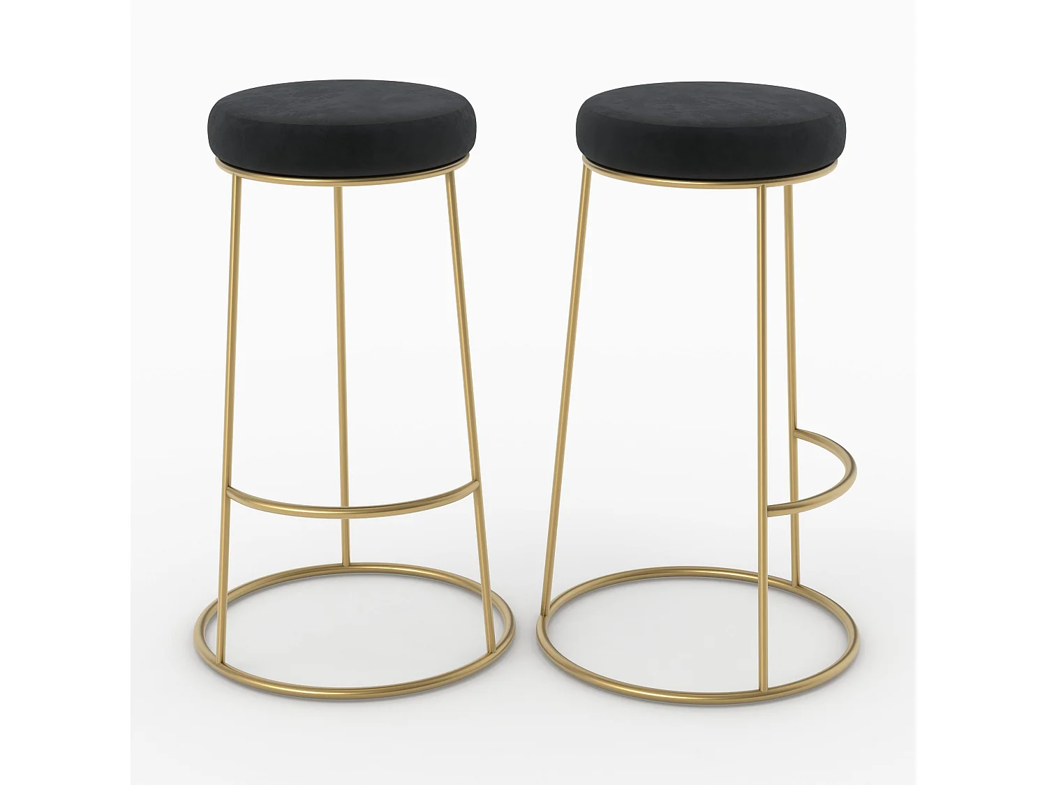 Set de 2 taburetes de bar 73 cm en terciopelo negro - Kendal