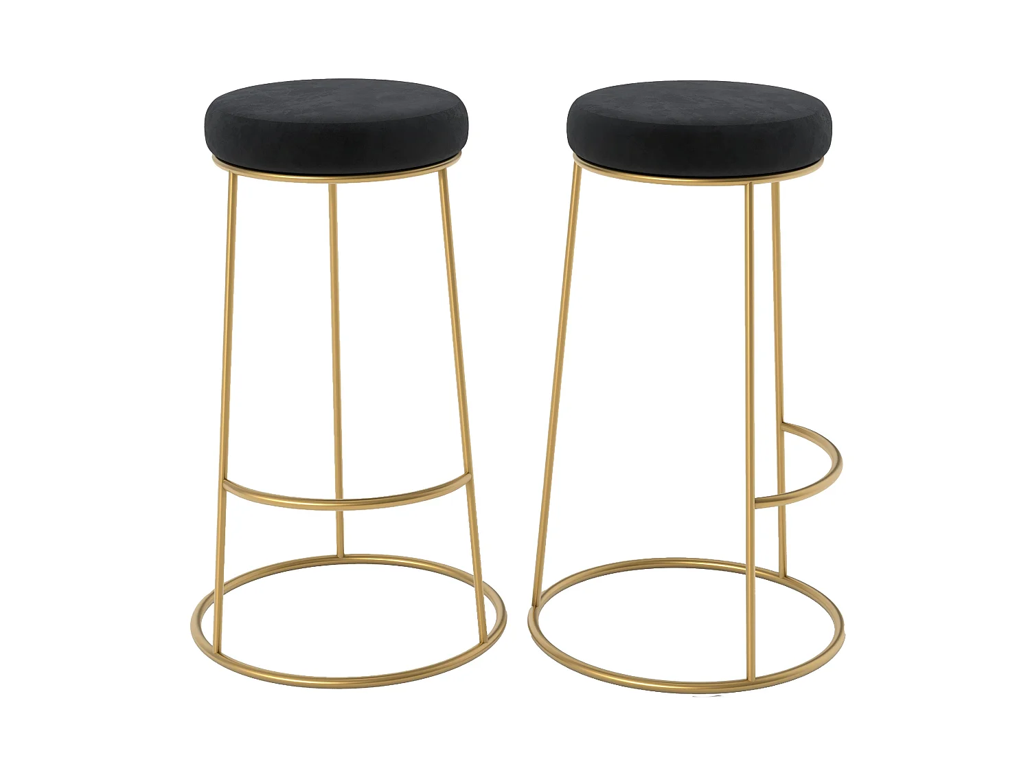 Lot de 2 tabourets de bar 73 cm en velours noir - Kendal
