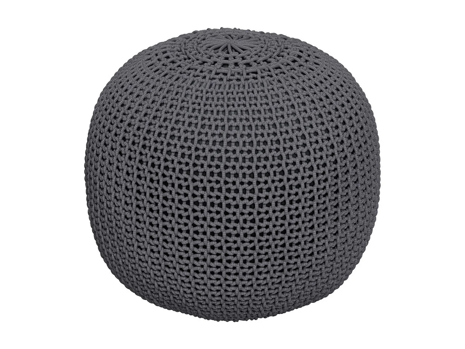 Pouf tricot rond en coton gris foncé  D40 cm - Elisa