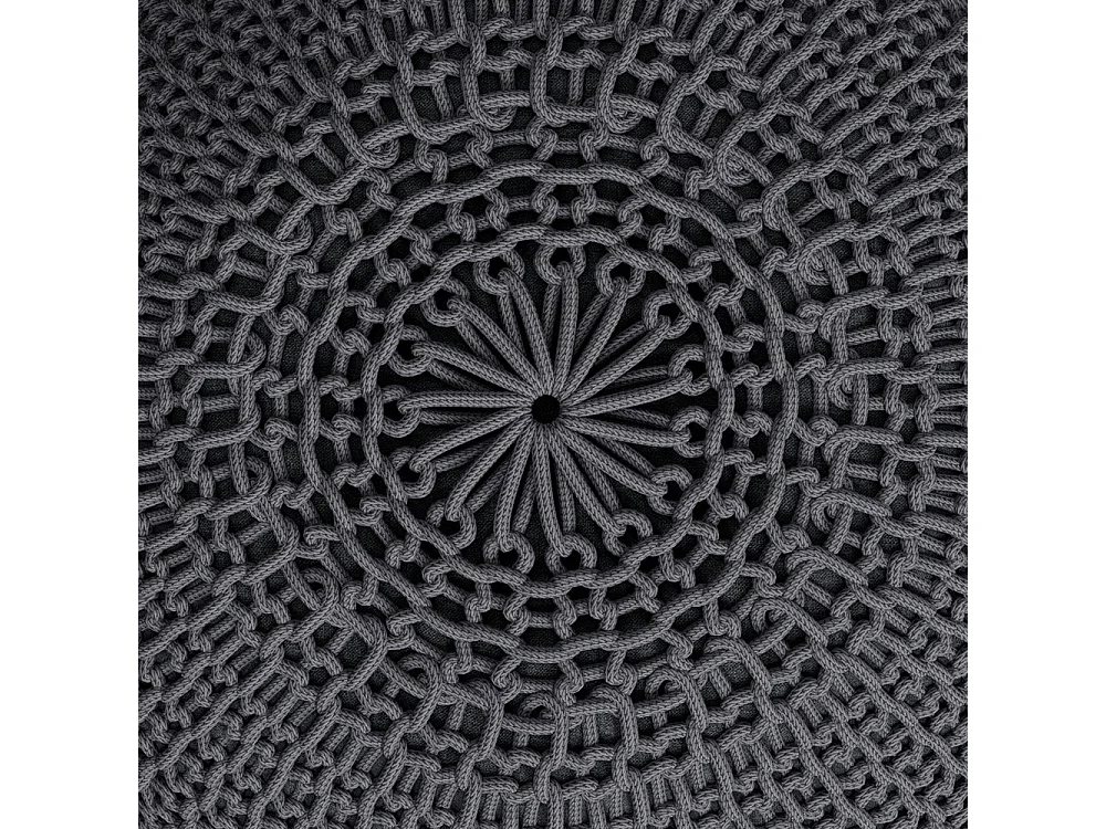 Pouf tricot rond en coton gris foncé  D40 cm - Elisa
