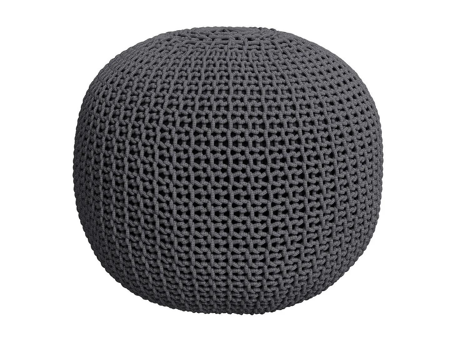 Pouf tricot rond en coton gris foncé  D40 cm - Elisa
