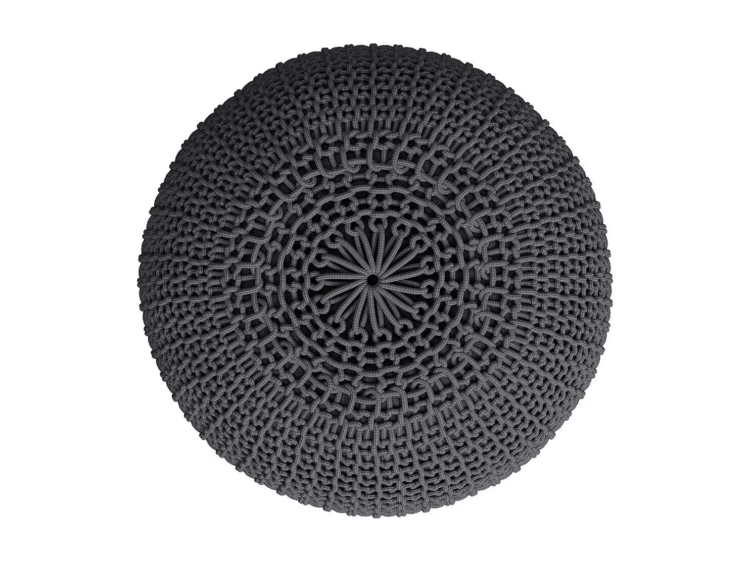Pouf tricot rond en coton gris foncé  D40 cm - Elisa