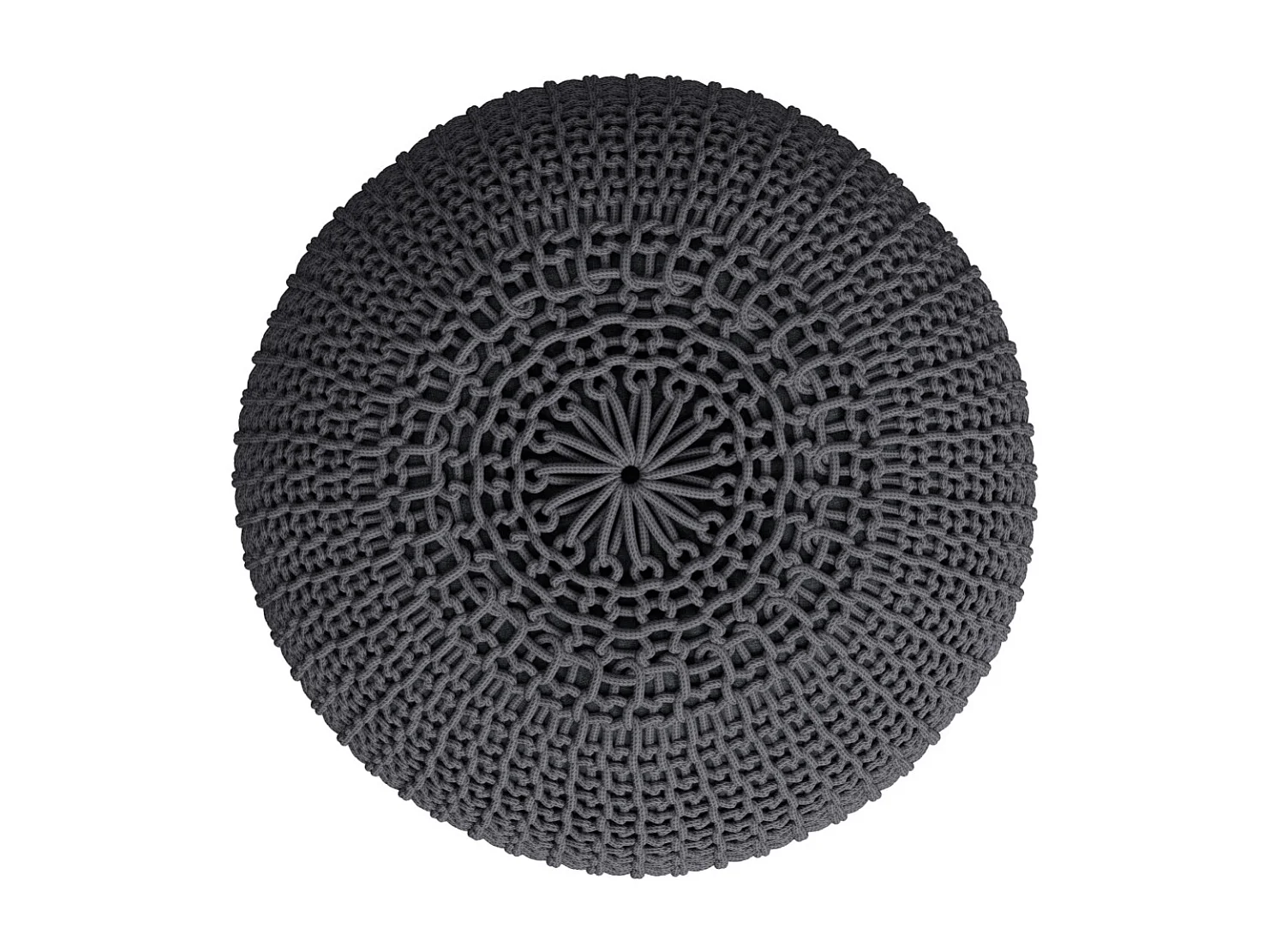 Pouf tricot rond en coton gris foncé  D40 cm - Elisa