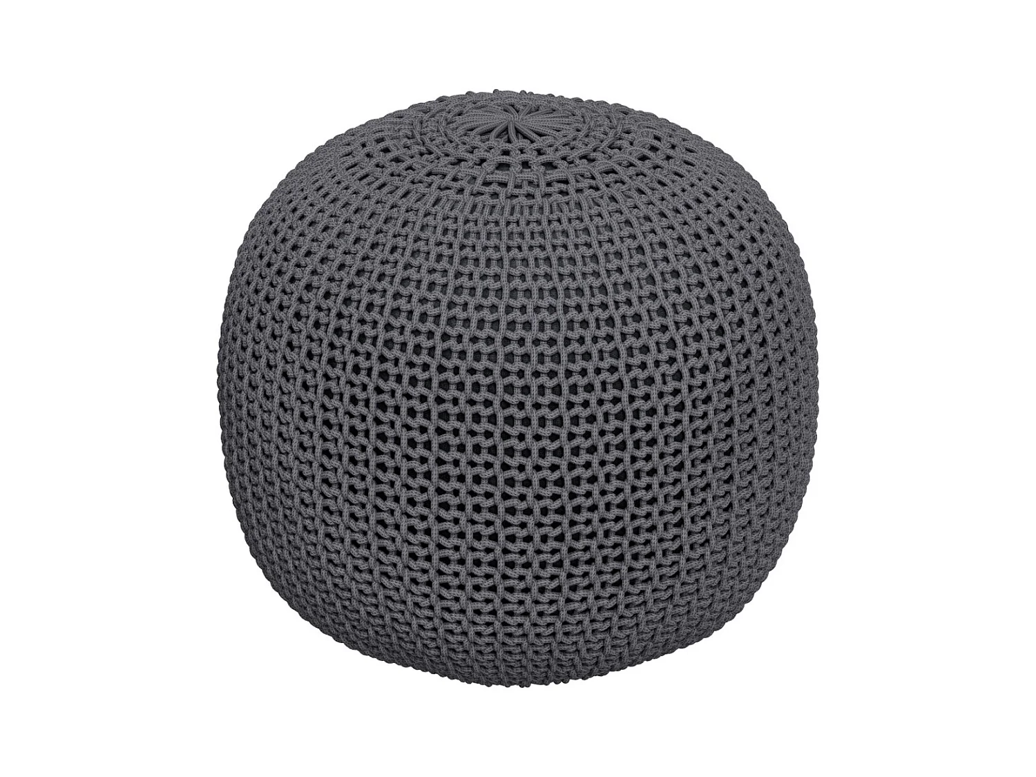 Pouf tricot rond en coton gris foncé  D40 cm - Elisa