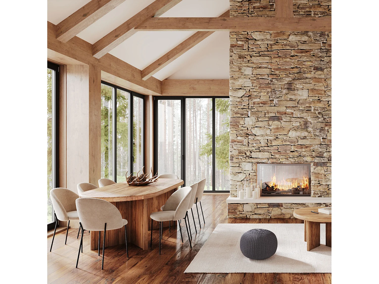 Puff redondo de punto de algodón verde D40 cm - Elisa