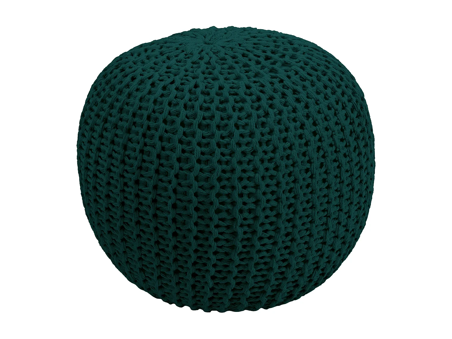 Pouf rotondo in maglia di cotone verde abete D40 cm - Elisa