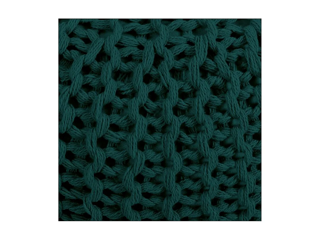 Pouf rotondo in maglia di cotone verde abete D40 cm - Elisa