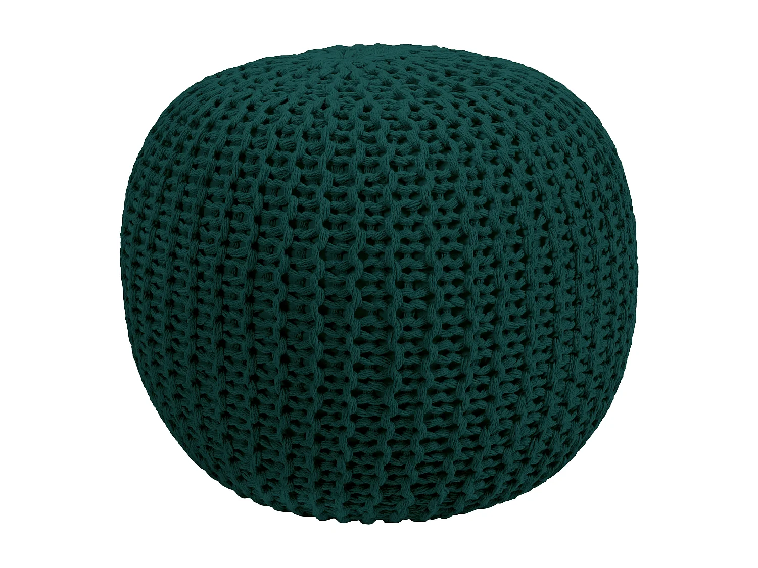 Pouf rotondo in maglia di cotone verde abete D40 cm - Elisa