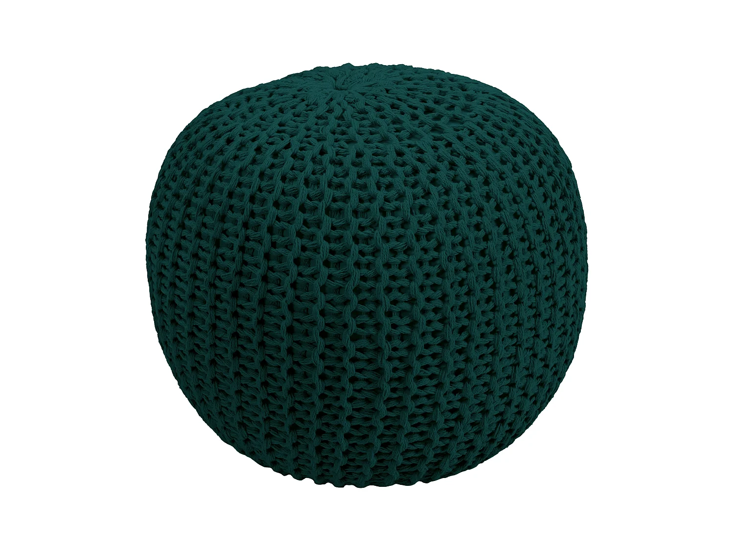 Pouf tricot rond en coton vert sapin D40 cm - Elisa