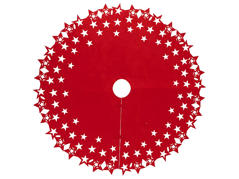 Déco de noël Tapis pour pied de Sapin en feutrine Rouge et Blanc D 100 cm