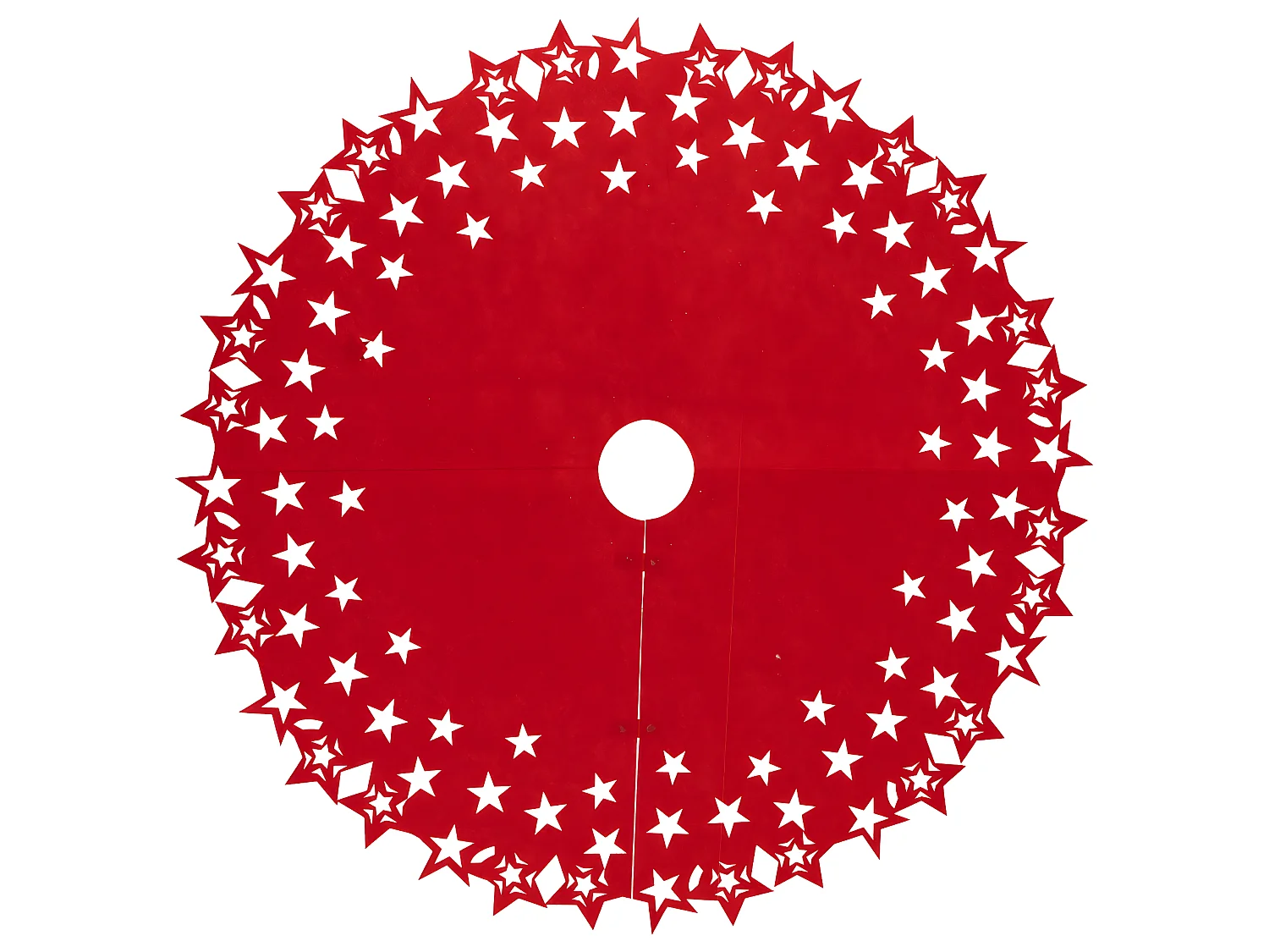 Déco de noël Tapis pour pied de Sapin en feutrine Rouge et Blanc D 100 cm