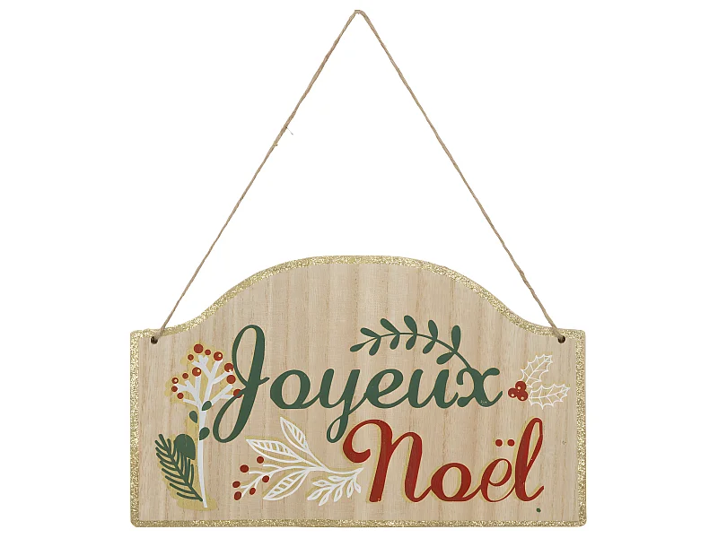 Déco de Noël Pancarte en Bois Joyeux Noël H 33 cm