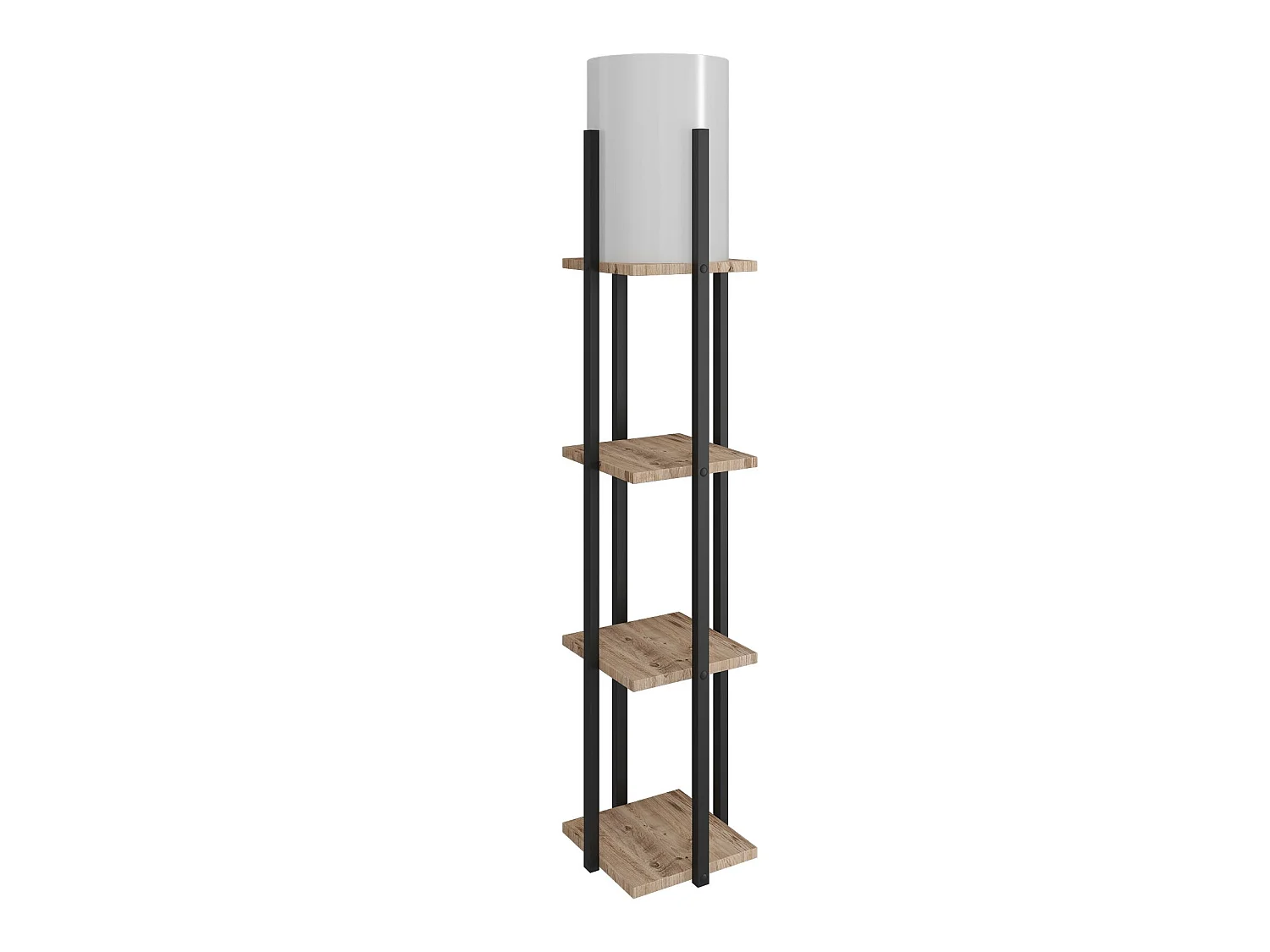 Lampe à pied avec planche de contreplaqué naturel, noir, 135cm, E27 max 45-60W