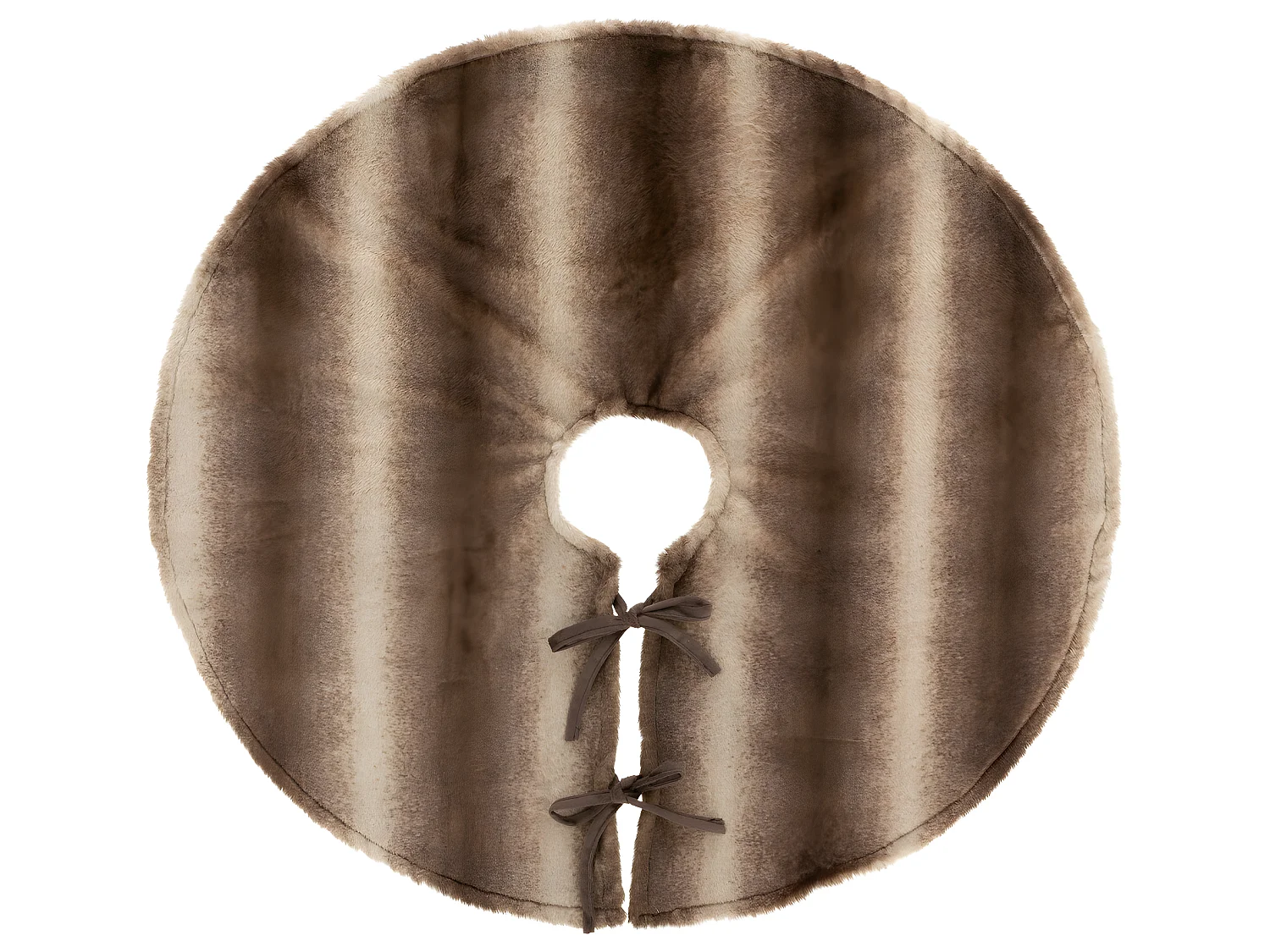 Déco de noël Tapis pour pied de Sapin en Fourrure Marron et Beige D 90 cm