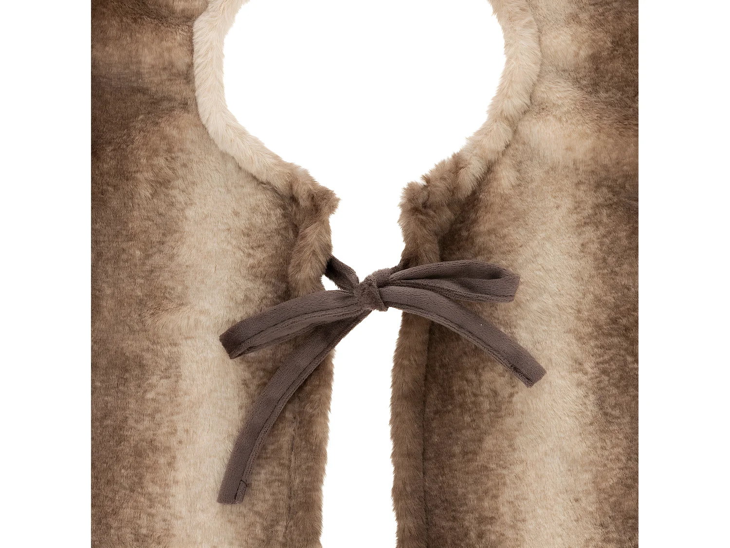 Déco de noël Tapis pour pied de Sapin en Fourrure Marron et Beige D 90 cm