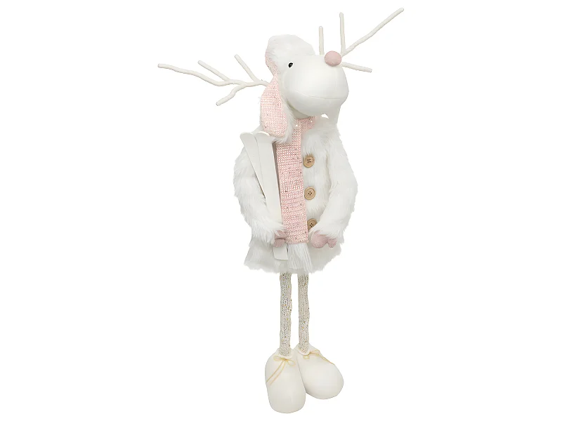 Déco de Noël Renne téléscopique Rose et Blanc  H maxi 76 cm