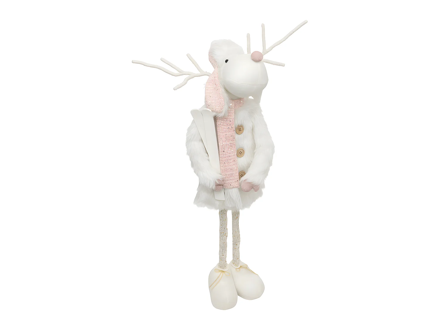 Déco de Noël Renne téléscopique Rose et Blanc  H maxi 76 cm