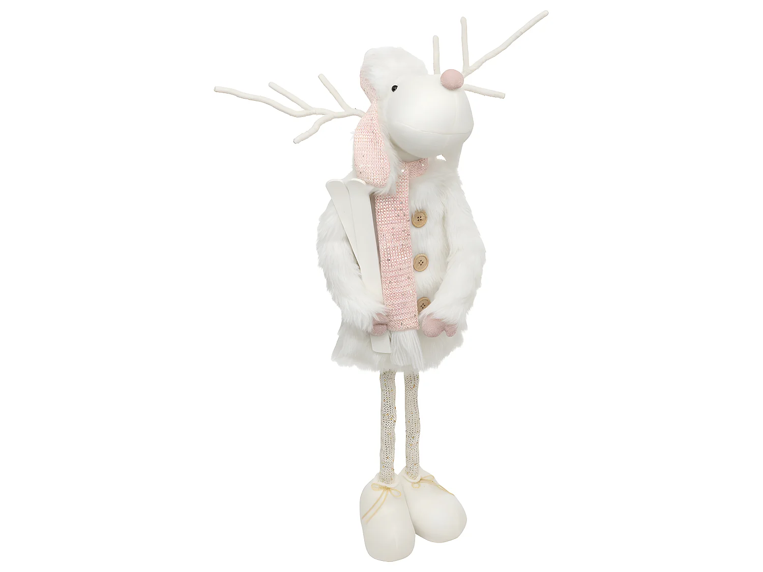 Déco de Noël Renne téléscopique Rose et Blanc  H maxi 76 cm