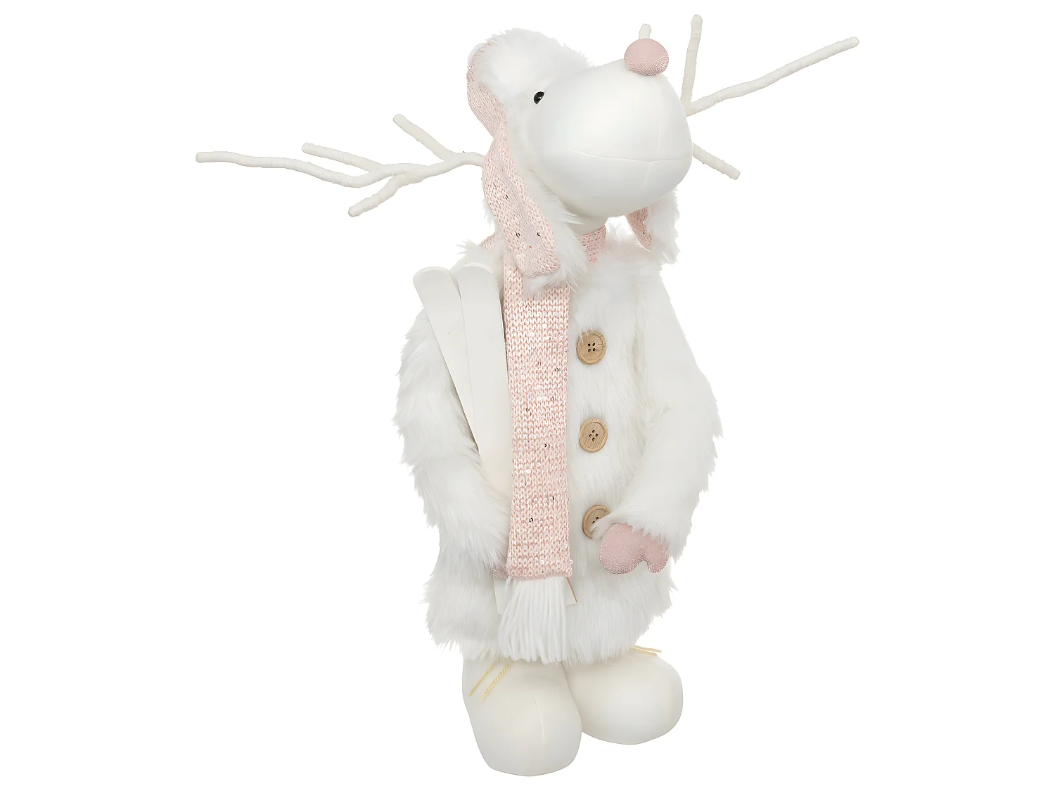 Déco de Noël Renne téléscopique Rose et Blanc  H maxi 76 cm