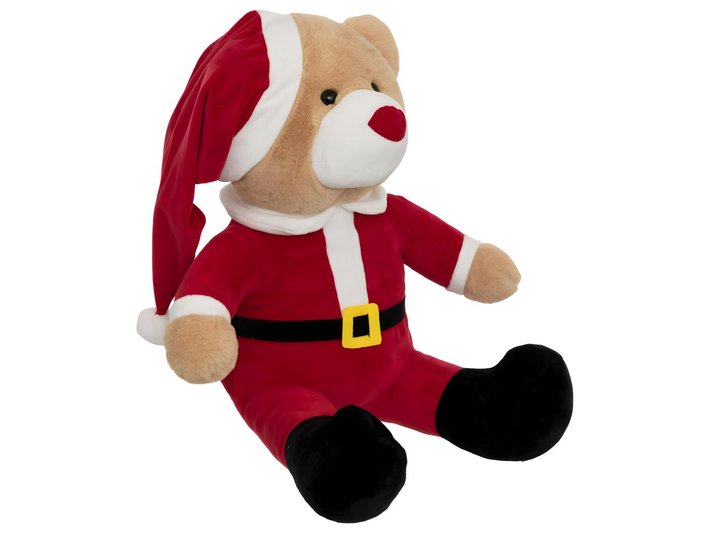 Déco de Noël Peluche Ours en habit de Père Noël H 60 cm