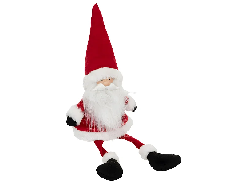 Père Noël traditionnel assis Rouge et Blanc H 46 cm