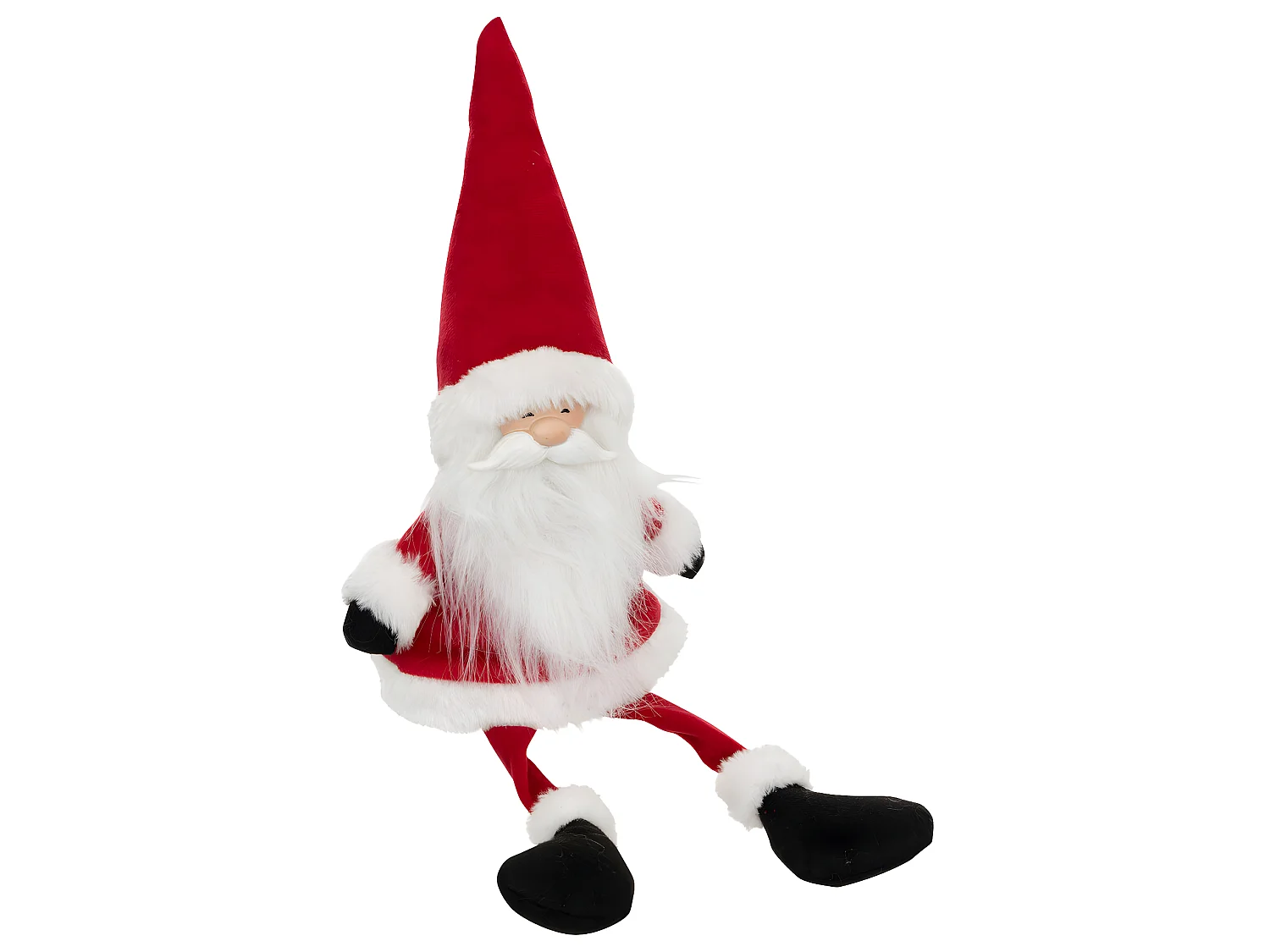 Père Noël traditionnel assis Rouge et Blanc H 46 cm