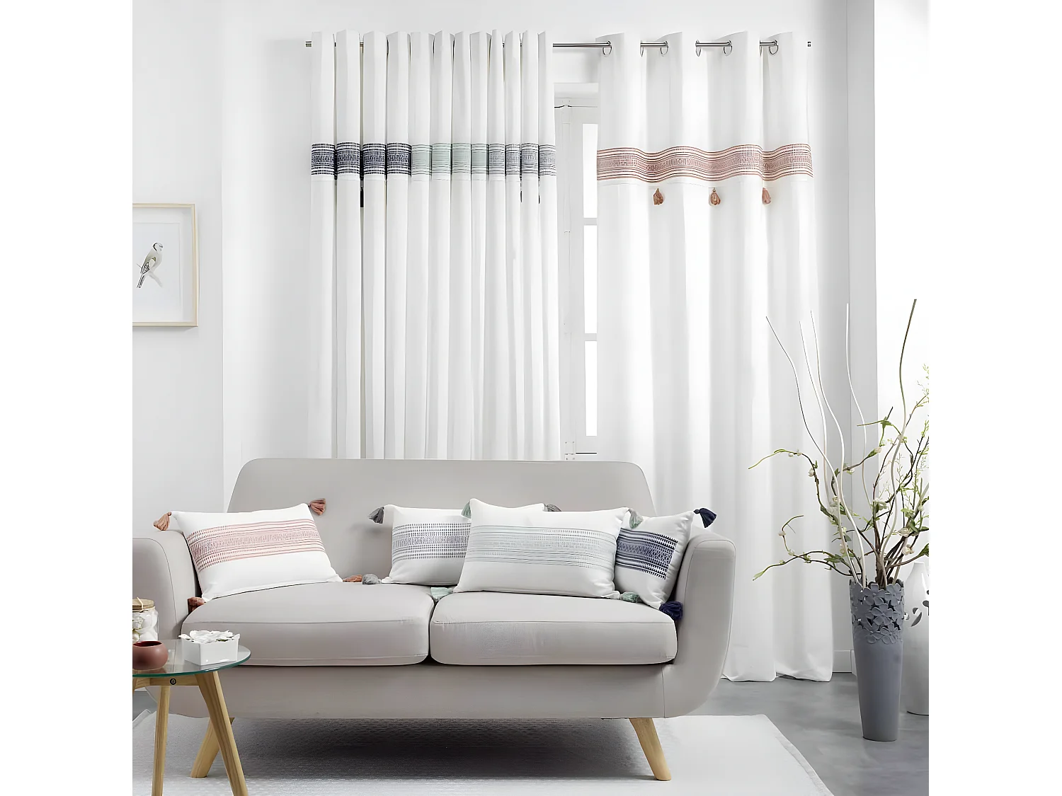 Rideau à Œillets "Amaya" 140x240cm Rose