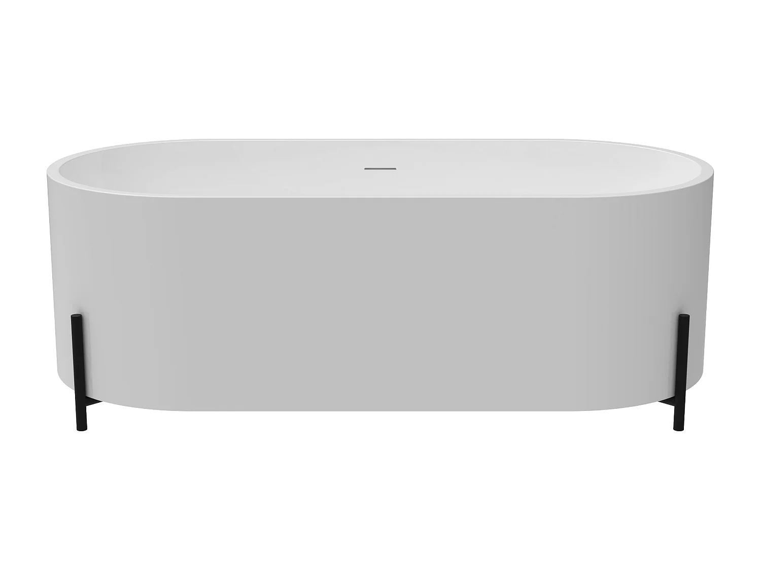 Oval vit fristående badkar med svarta fötter - 160 x 73,5 x 59 cm - ALONSA