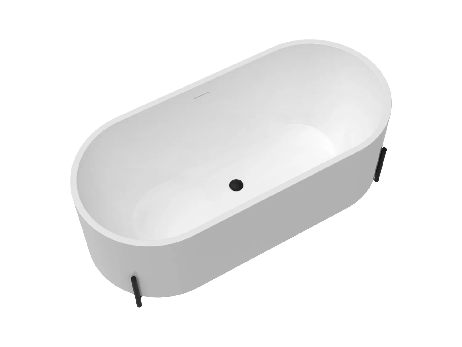 Baignoire îlot ovale blanche avec pieds noirs - 160 x 73,5 x 59 cm - ALONSA