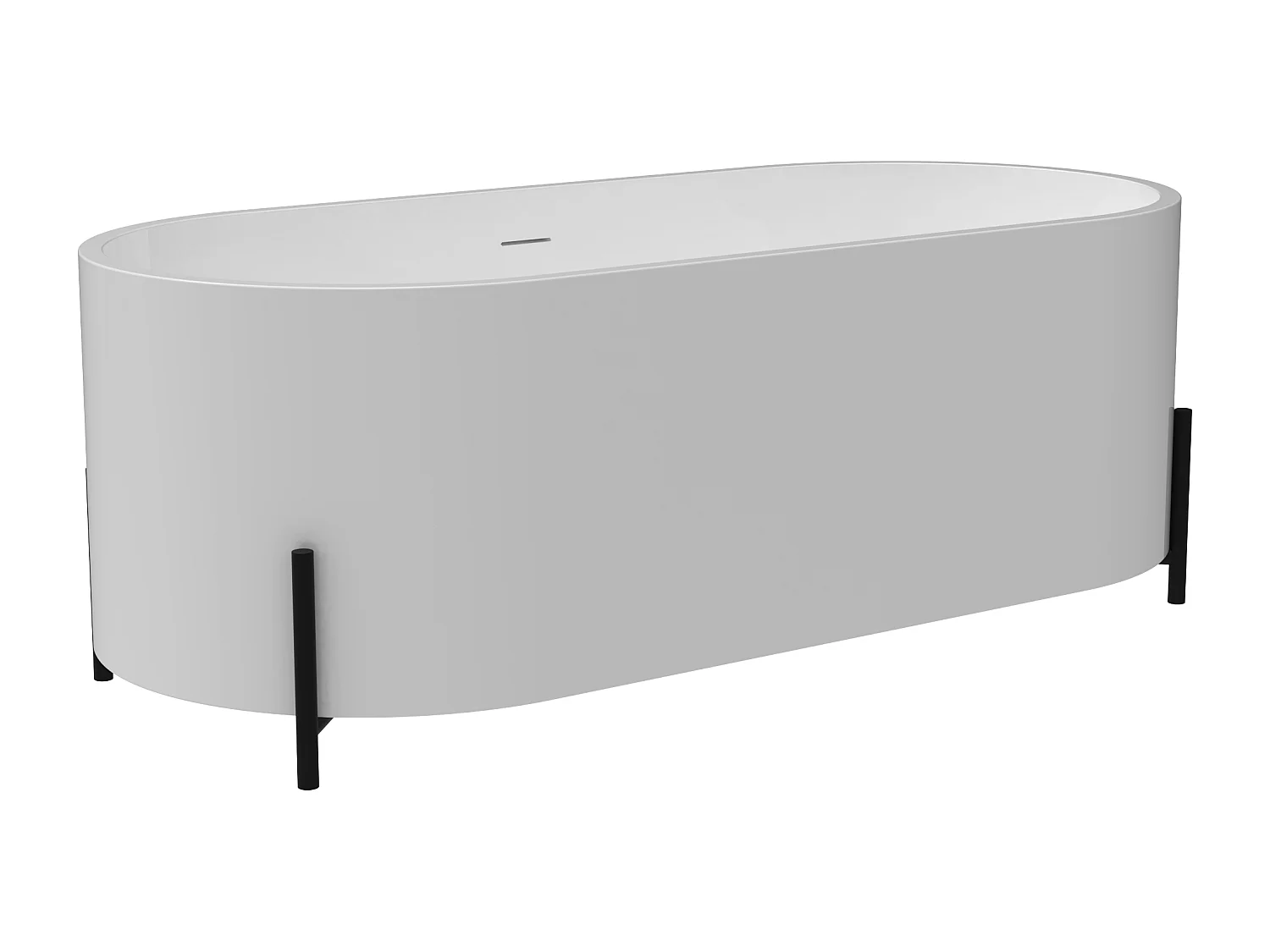 Wit ovaal losstaand bad met zwarte poten - 160 x 73,5 x 59 cm - ALONSA