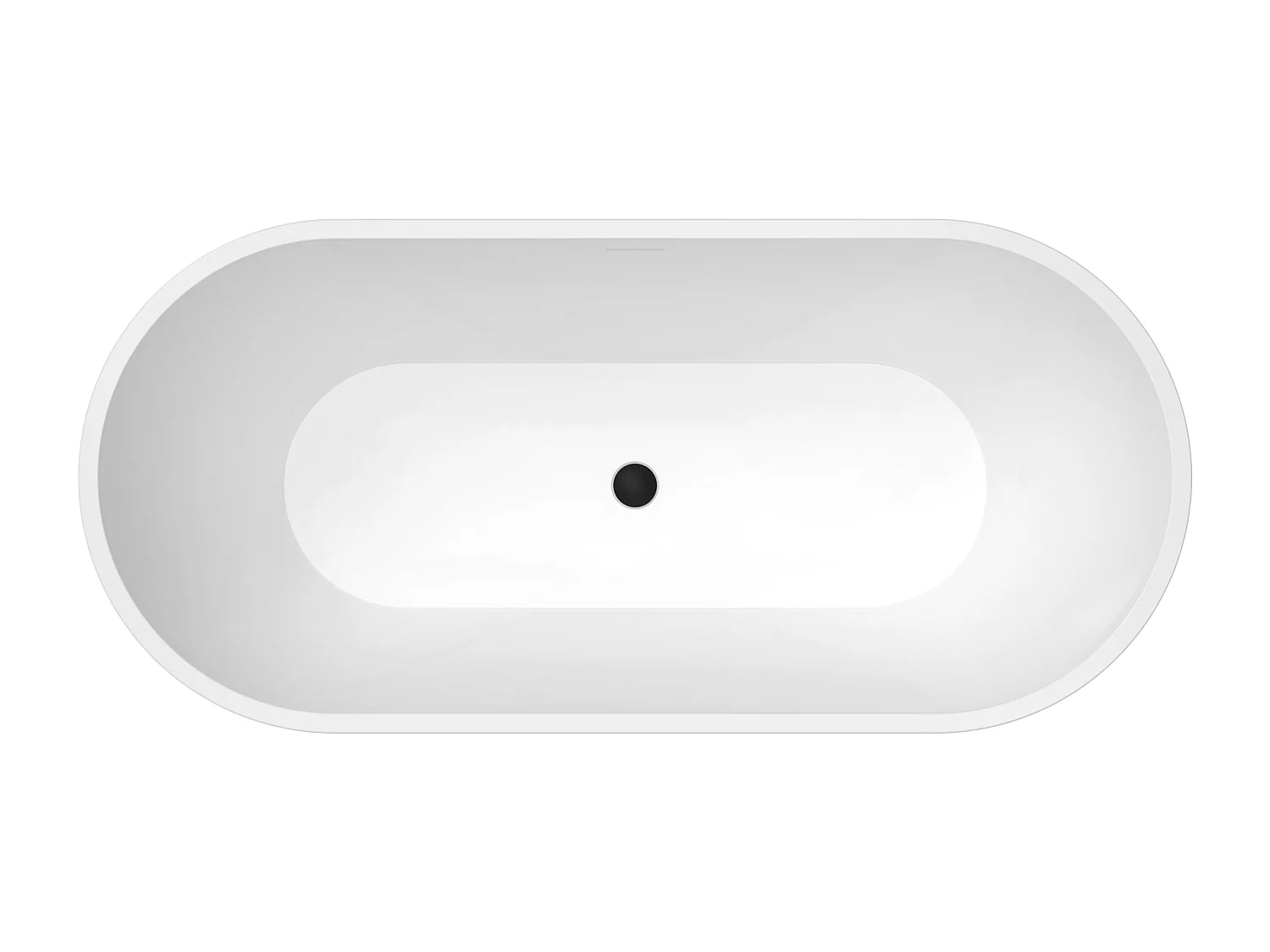 Oval vit fristående badkar med svarta fötter - 160 x 73,5 x 59 cm - ALONSA