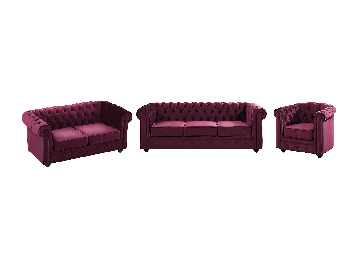 Sofas 3-Sitzer, 2-Sitzer & Sessel - Samt - Purpur - CHESTERFIELD