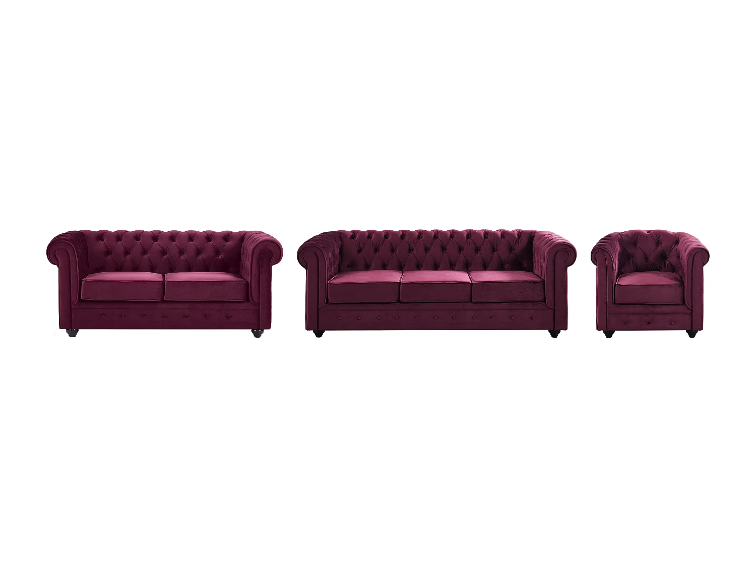 Sofas 3-Sitzer, 2-Sitzer & Sessel - Samt - Purpur - CHESTERFIELD