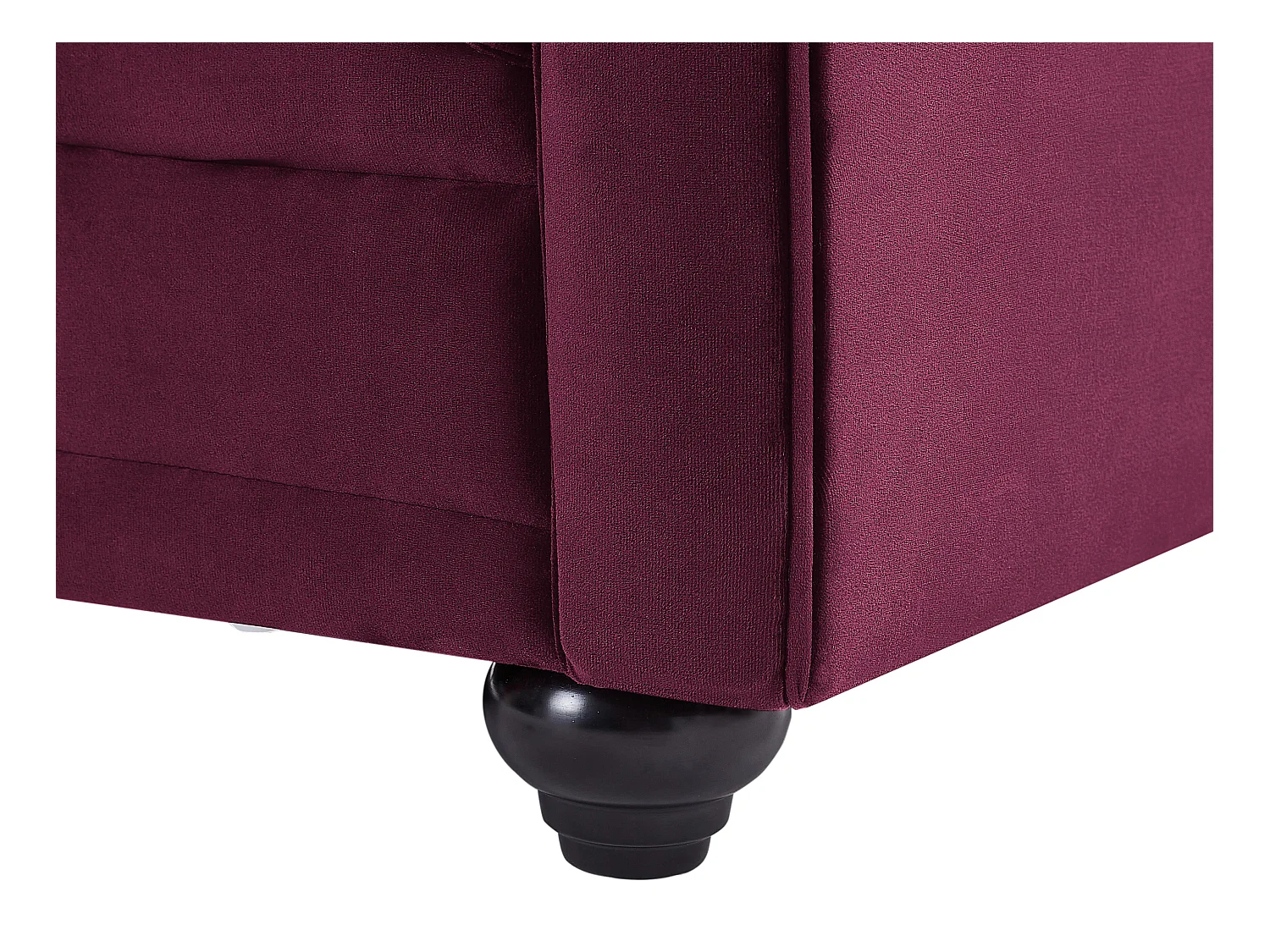 Canapés 3 places, 2 places et fauteuil en velours pourpre CHESTERFIELD