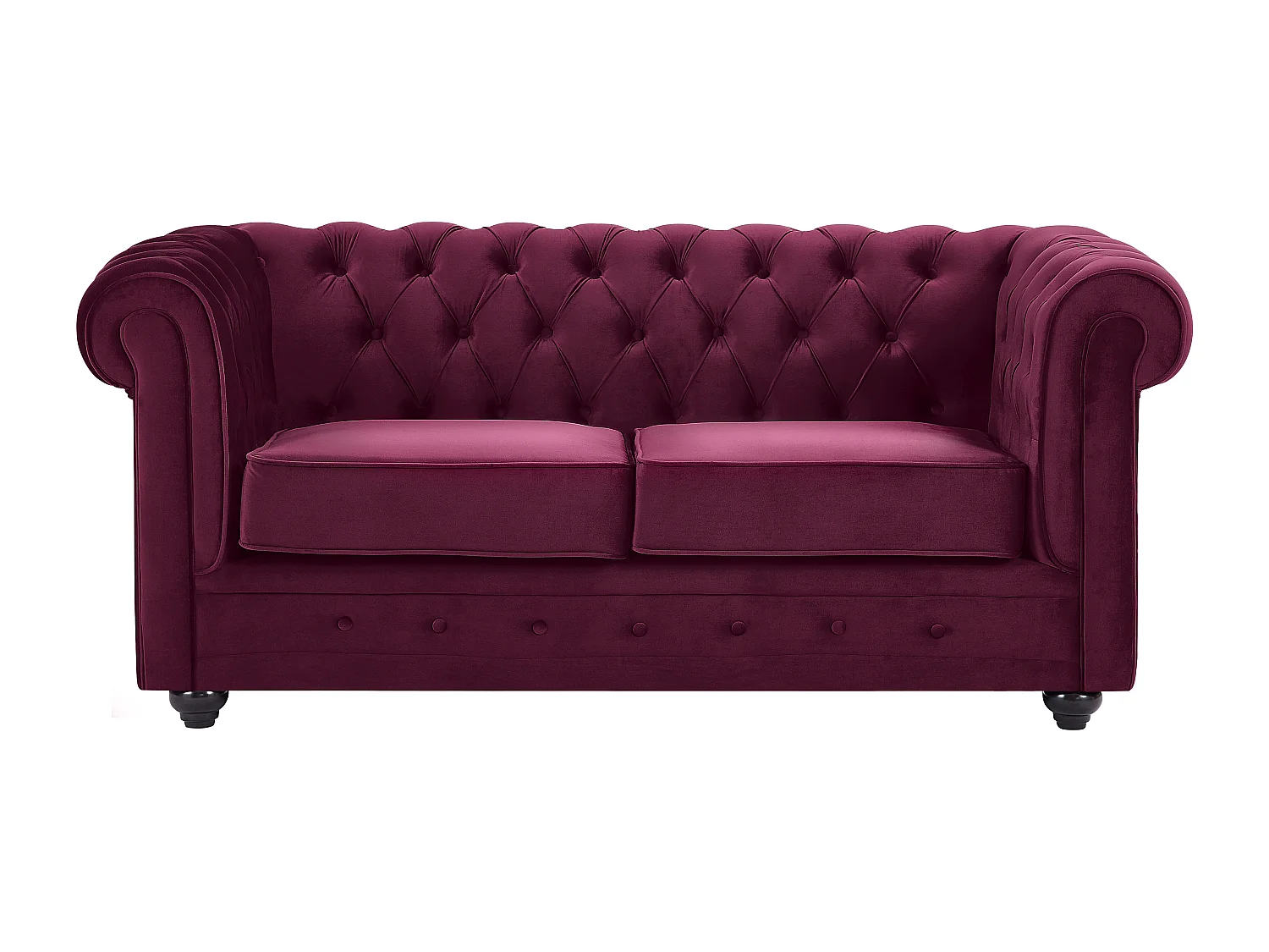 Canapés 3 places, 2 places et fauteuil en velours pourpre CHESTERFIELD