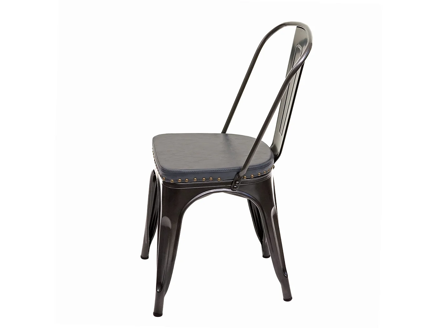 4x chaises de salle à manger cuisine design industriel en métal noir assise synthétique gris 04_0000597