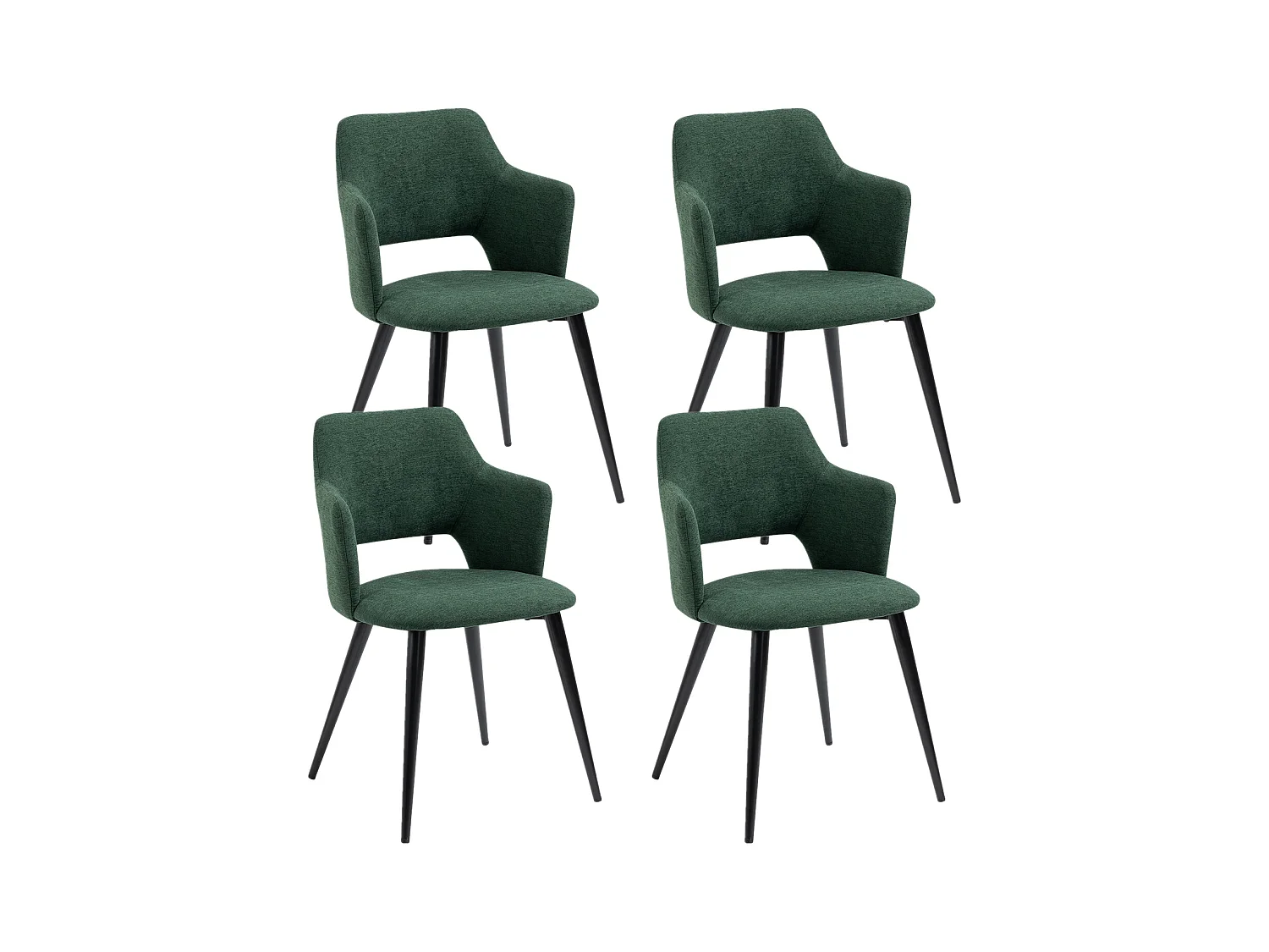 MEUBLES COSY Lot de 4 Chaises de Salle à Manger Rétro Fauteuil avec Accoudoirs Assise rembourrée en Tissu Pieds en métal pour Cuisine Salon Chambre Bureau, Acier allié, Vert