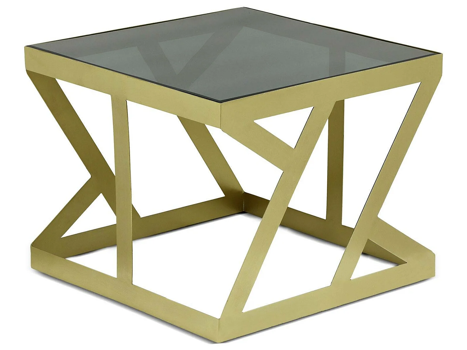 Ensemble de 3 tables d'appoint Zendaya en Verre fumé et Métal Or