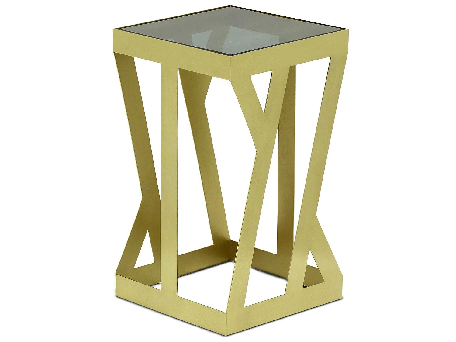 Ensemble de 3 tables d'appoint Zendaya en Verre fumé et Métal Or