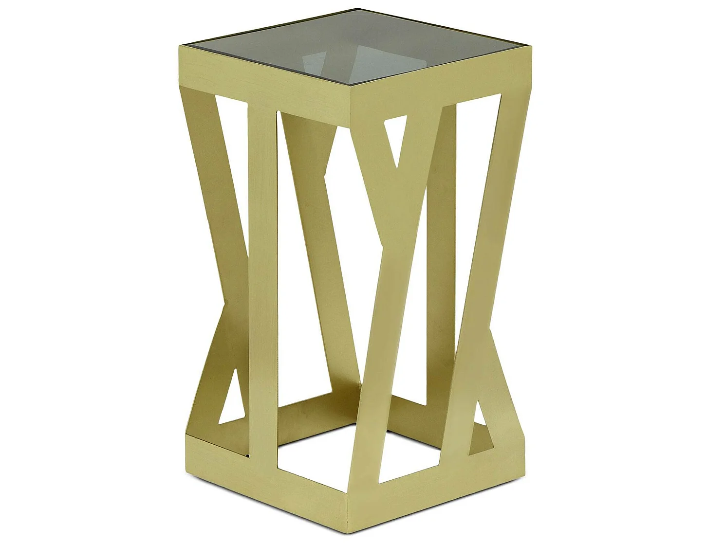 Ensemble de 3 tables d'appoint Zendaya en Verre fumé et Métal Or