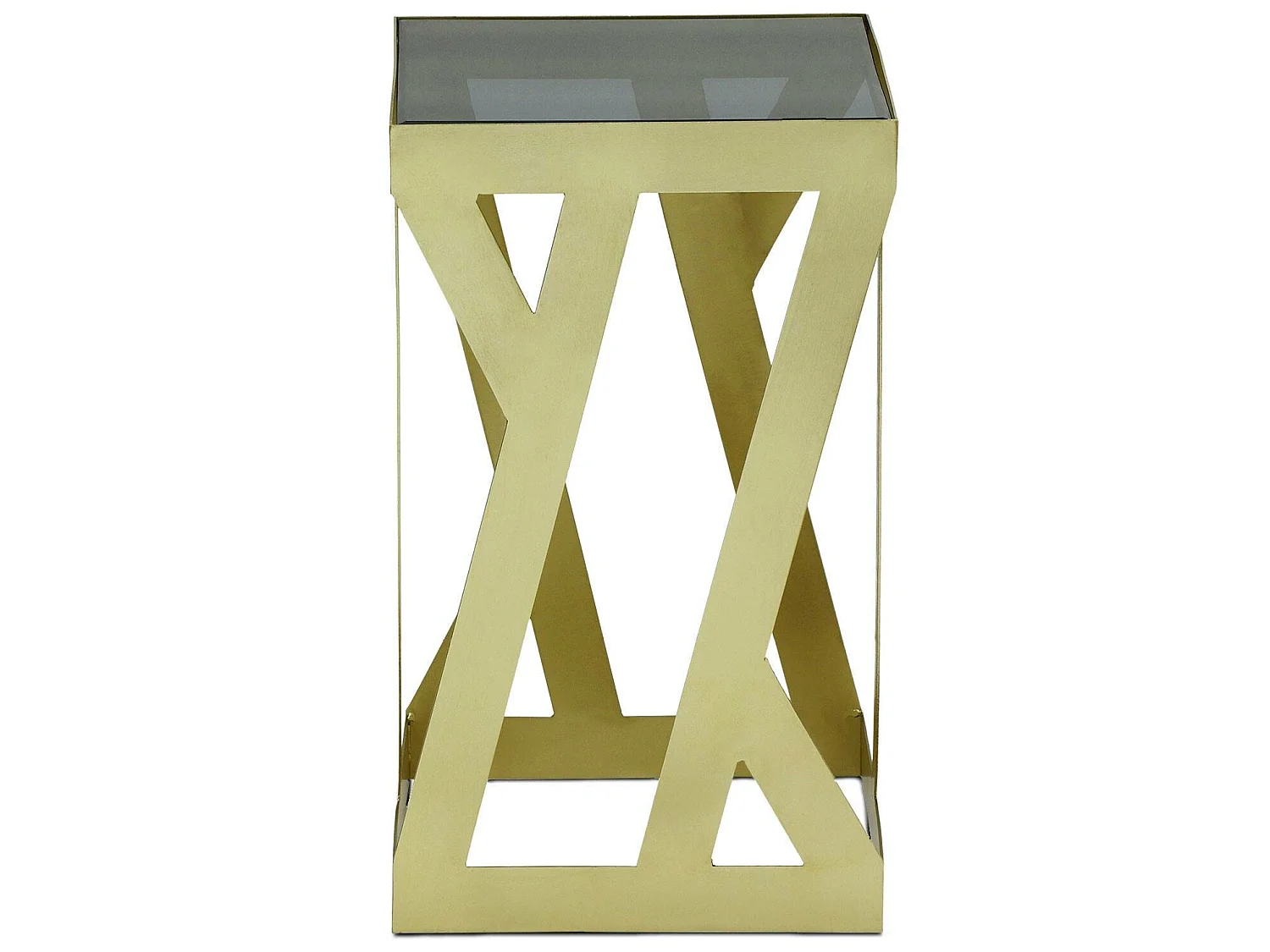 Ensemble de 3 tables d'appoint Zendaya en Verre fumé et Métal Or