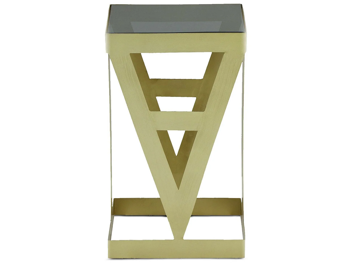 Ensemble de 3 tables d'appoint Amstra en Verre fumé et Métal Or