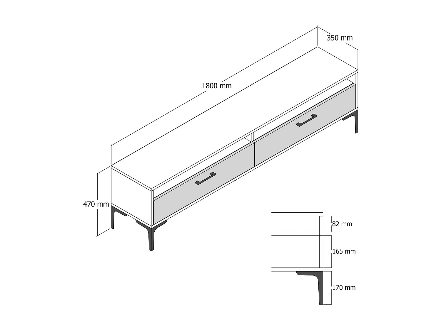 Móvel de TV moderno – 180 cm – Branco – Painéis de partículas revestidos em melamina