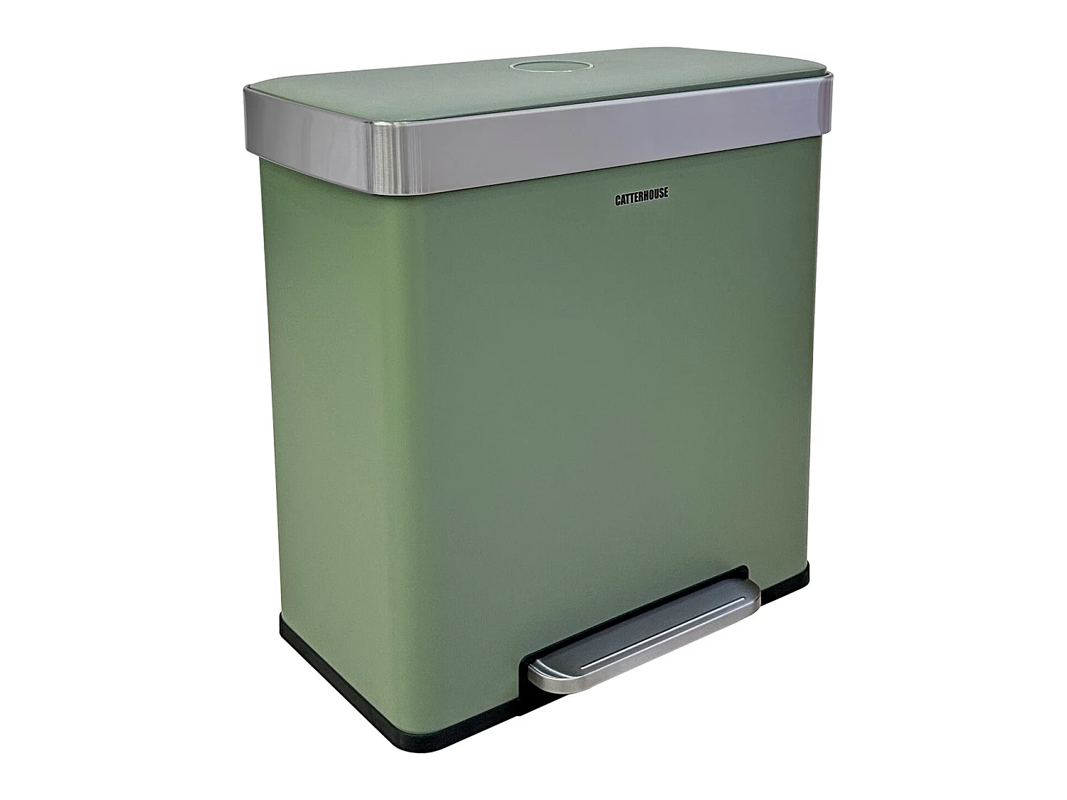Pattumiera CatterHouse Planeta 60L 58x35,5x60 cm in Metallo con Pedale, Cassetti Estraibili e Ammortizzazione