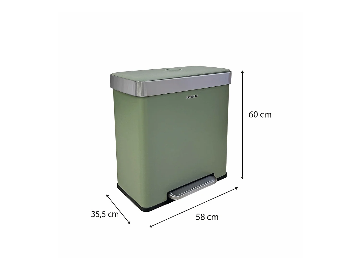 Pattumiera CatterHouse Planeta 60L 58x35,5x60 cm in Metallo con Pedale, Cassetti Estraibili e Ammortizzazione