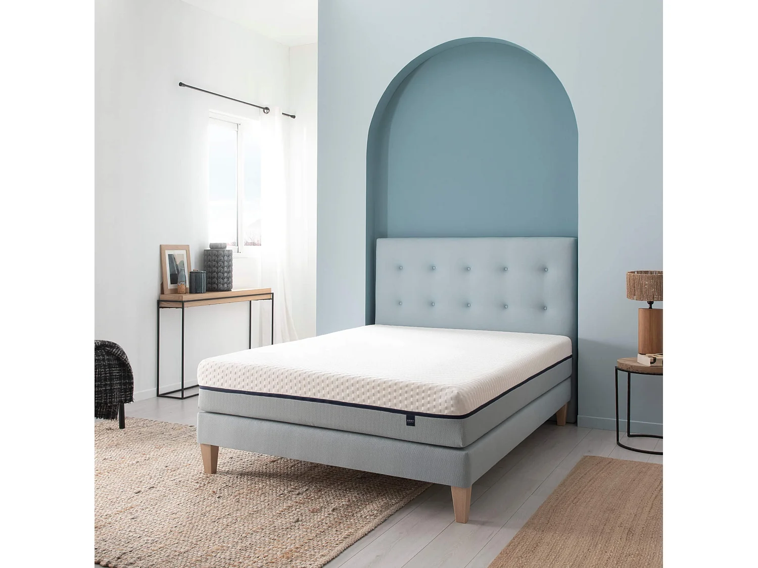 Tête de lit déco capitonnée bleu océan - SOMEO 200